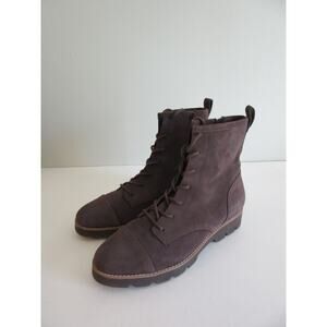 VIONIC Brown Suede Size 10 Lace Up Side Zip Booties
